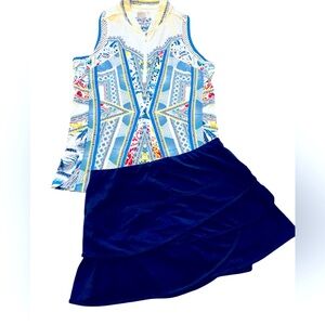Lucky in love tennis golf pickleball set navy blue skirt sleeveless tank XS Sm